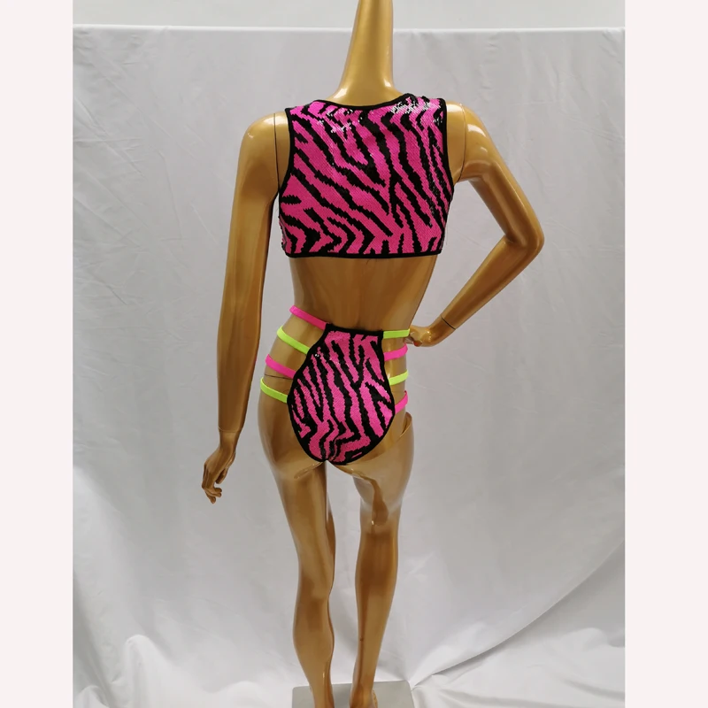 Mix Sequin Embroidery Glitter Embellished Bikini Swimsuit Set Women 20 EDC Dress Rave Cosplay Costumes Carnival Party | Тематическая