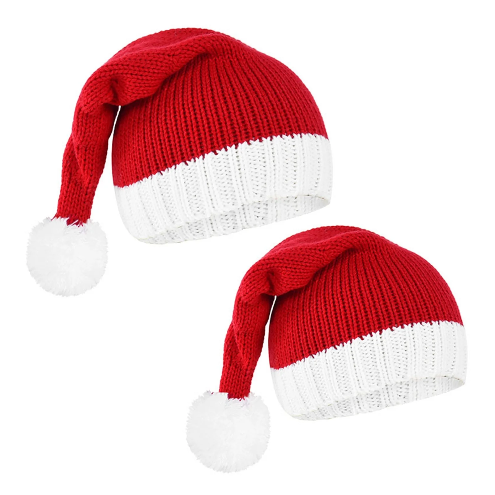 

2022 Knitted Christmas Hat Cute Pompom Adult Child Soft Beanie Santa Cap New Year Party Kids Gift Navidad Natal Noel Decoration