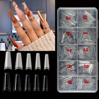 500pcs fake nail artificial nail manicure tools half cover long c curve coffin french nail beauty nails extension