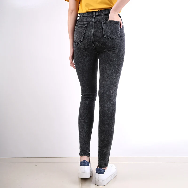 Женские облегающие джинсы LEIJIJEANS, классические высокоэластичные черные джинсы средней посадки со снежинками, модель 9259 большого размера