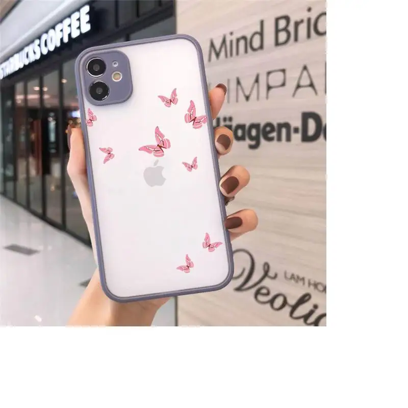 

Cute Butterfly beautiful animel Phone Cases Matte Transparent for iPhone 7 8 11 12 s mini pro X XS XR MAX Plus cover funda