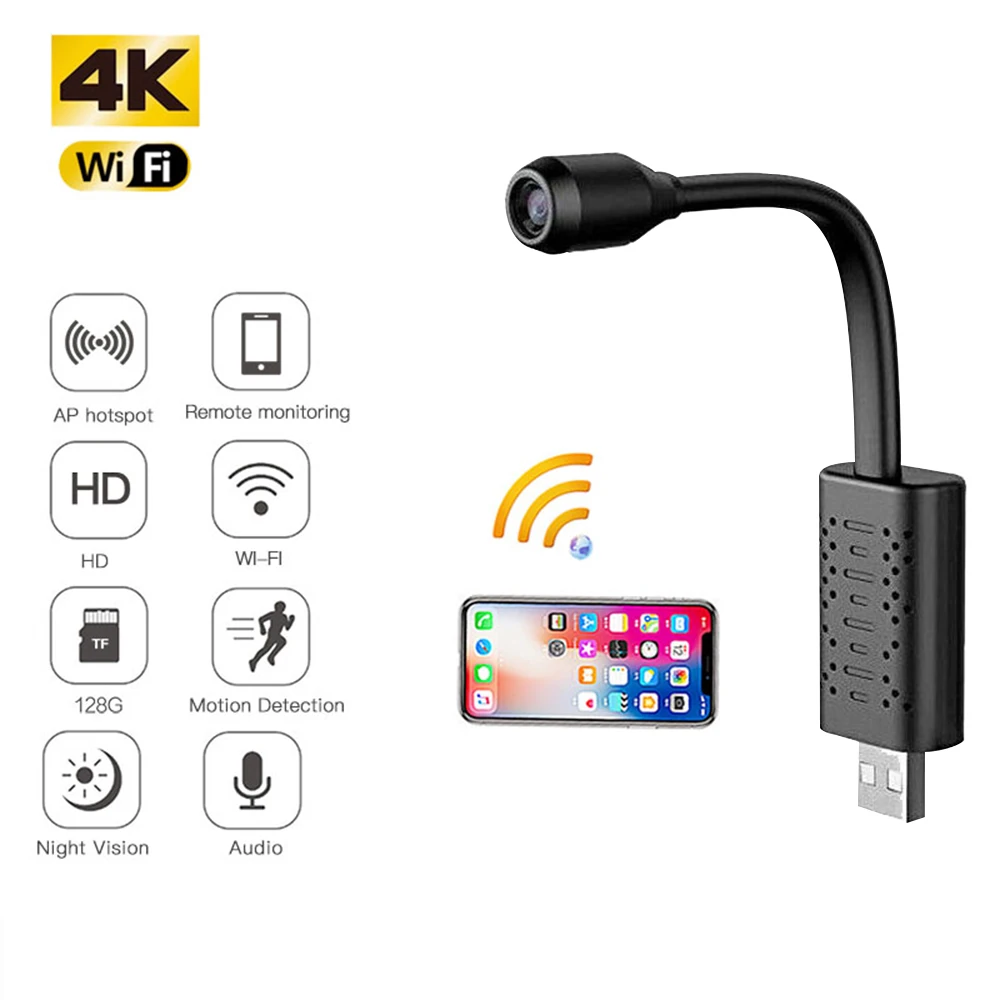 Умная мини камера видеонаблюдения HD Wi Fi USB H.264 IP AI функция обнаружения человека
