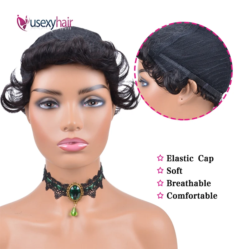 

Short Pixie Cut Curly Human Hair Wigs For Black Women Remy Hair Jerry Curl 150% Density Glueless Cheap Human Wigs