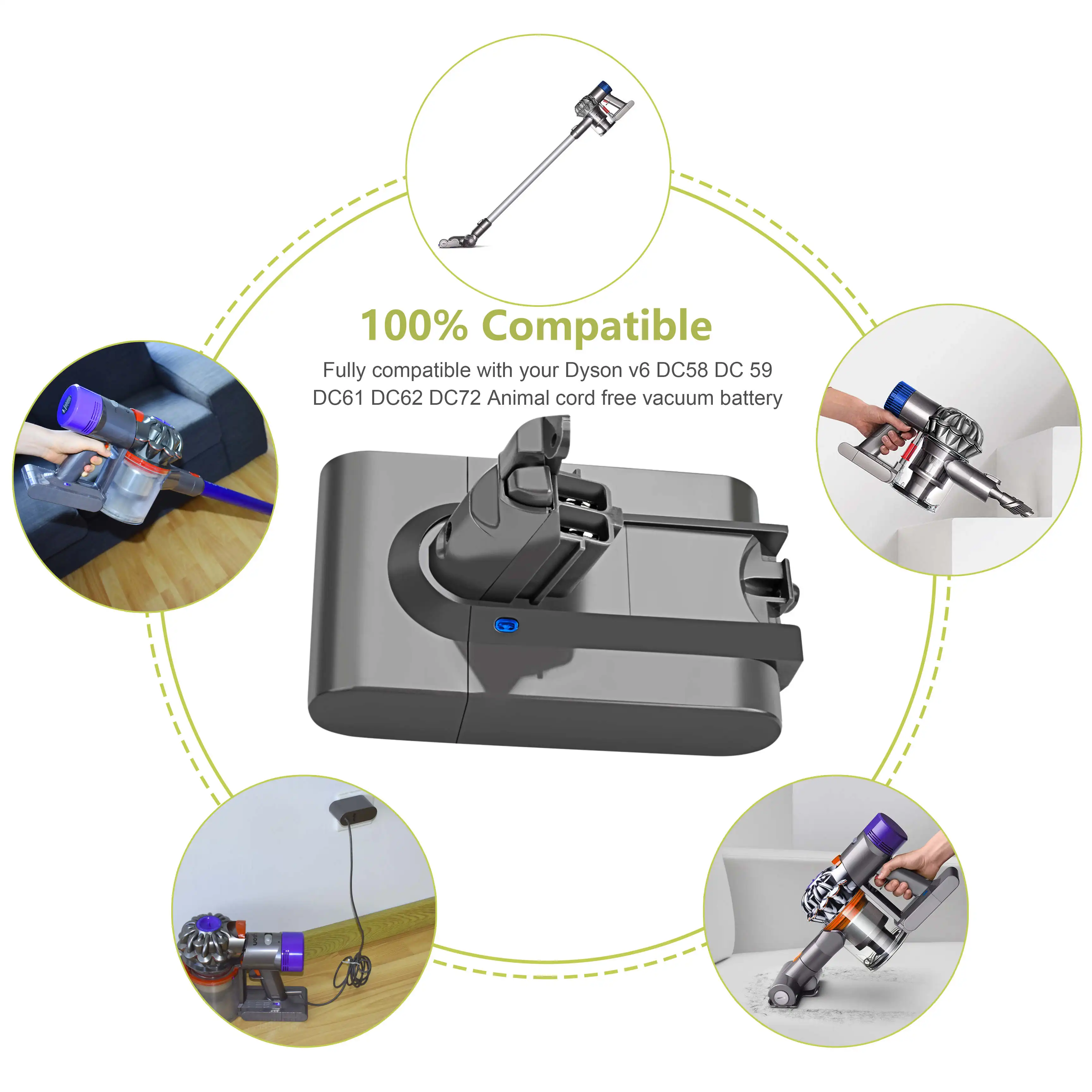Dyson V6 батарея 68000mAh 21 6 V литий-ионная для dyson dc62 DC58 DC59 DC61 DC74 SV09 пылесос + зарядное