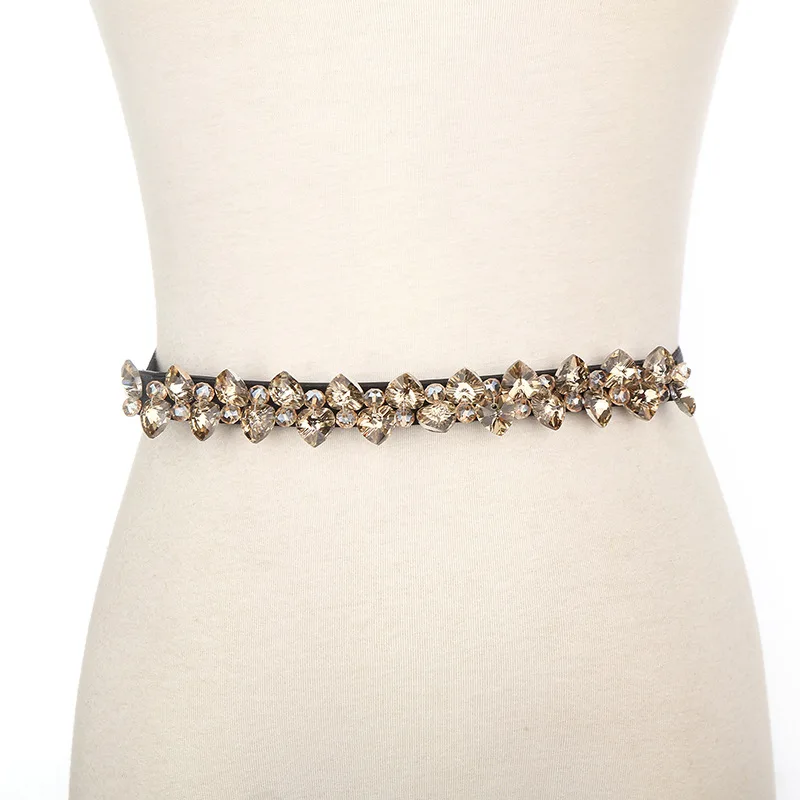 Женские цветочные пряжки стразы эластичные Широкие ремни аксессуары для