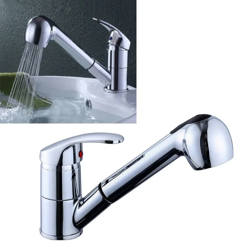 Kitchen Tap Single Handle 360 Degree Swivel Rotation Pull Out Sink Water Saving Hot Cold Mixer Bathroom | Обустройство дома
