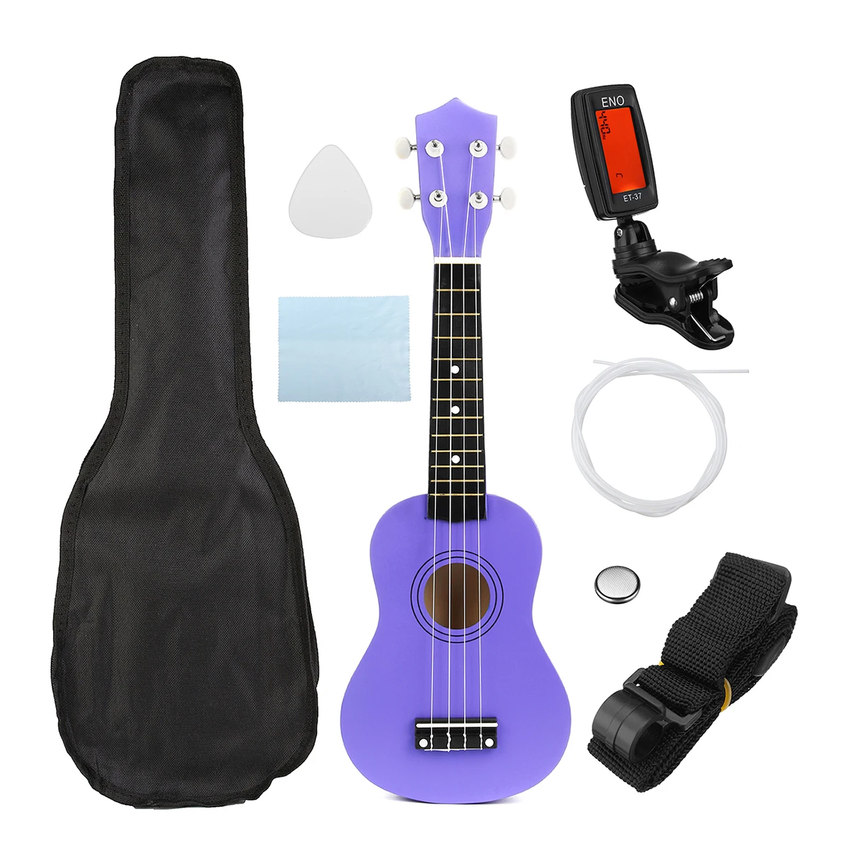 

21 inch 12 Fret Soprano Ukulele Hawaii Bass Beginner Stringed Musical Instrument Ukelele with Gig bag+Tuner+Strings+Pick+Strap