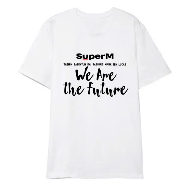 Футболка Kpop super m с надписью we are the future рубашка принтом названий участников