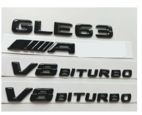 Блестящие черные 3D буквы для GLE63 AMG V8 BITURBO Значки Эмблемы Mercedes Benz - - Цена: 1938.67