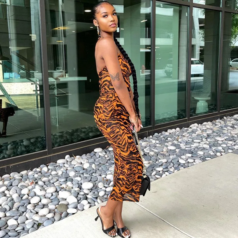 

CNYISHE Leopard Print Backless Women Maxi Dress Summer Sexy Beach Party Sling Dress Female Slim Long Sundress Retro Vestido Robe