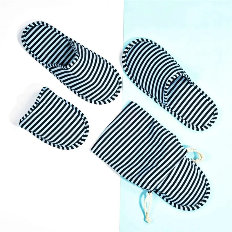 Мужские и женские полосатые тапочки унисекс для путешествий в отеле Переносные