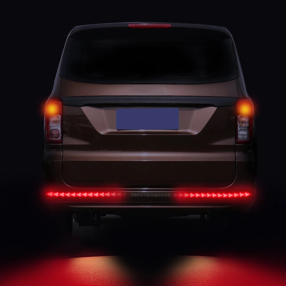 

12V LED Car Rear Trunk Brake Lights Car Tail Light Bar Turn Signal Strip Lamps Dynamic Streamer Reverse Warning Light Universal