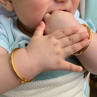 ethlyn 2pcslot classical smooth lucky baby newbaby gold color kids adjustable bangle bracelet best children gifts b147