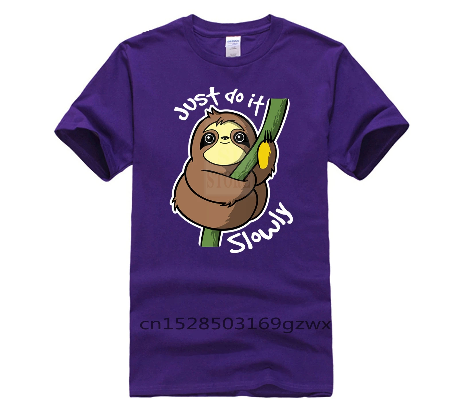 

Summer Fashion Street Short Sleeve T Shirt Slow Sloth Cotton casual cool New summer Men's white t shirt