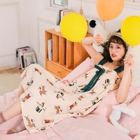 2021 new summer nightdress womens thin suspender nightdress sweet girl home dress korean sexy cotton leisure women sleepwear