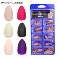 100pc matte false nail tips full cover press on nails rose red black nude pink white no adhesive stiletto artificial nail tips