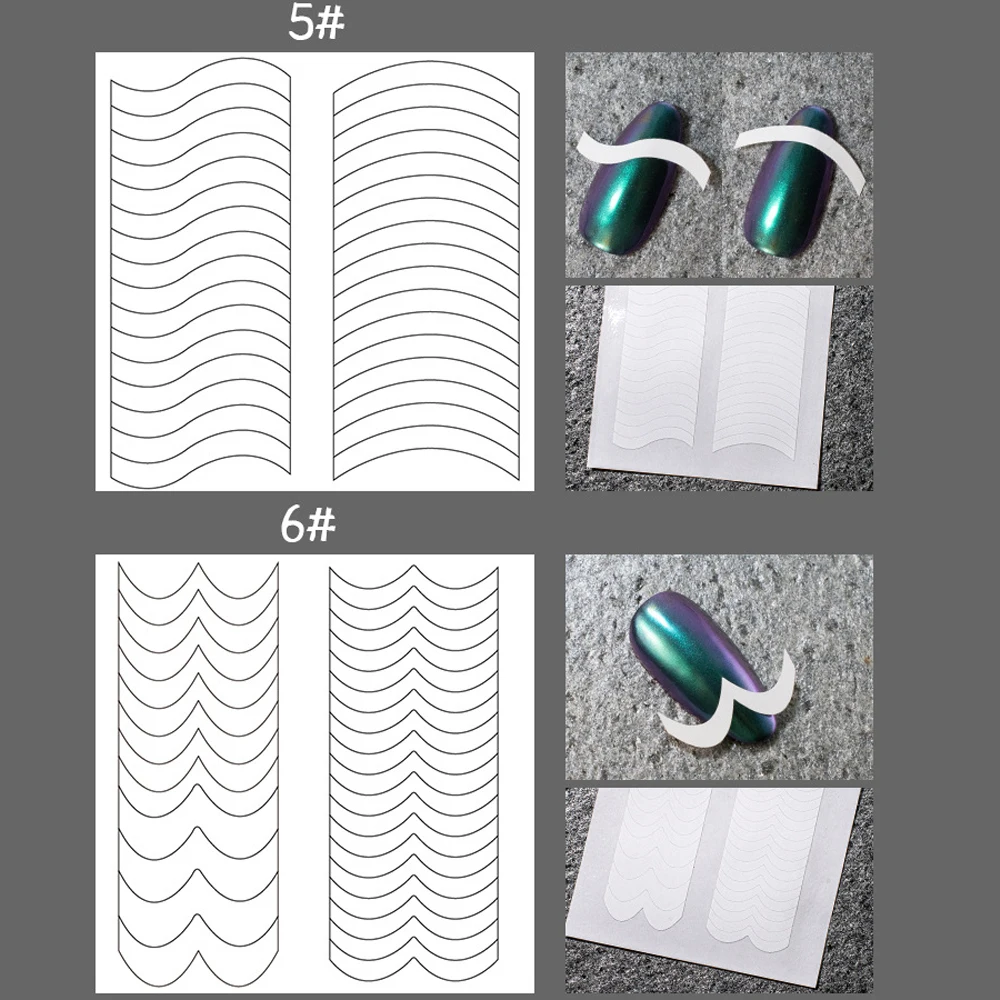 1 Sheet French Nail Art Sticker Crescent Wave Line V-shaped Polish Glue DIY Styling Manicure Tip | Красота и здоровье