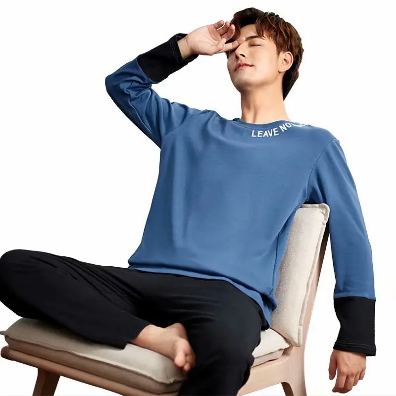 Thin Cotton Chinese Characteristics Mens Pajamas Spring and Autumn Long-Sleeved Casual Mens Leisure Tops Large Size Suit