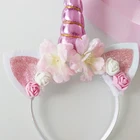Розовая рожковая повязка на голову Единорог, украшение на день рождения, подарок для девочки на день рождения, пластиковый обруч для головы, розовый пояс на плечо