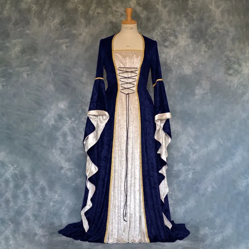 Женское длинное платье с рукавом-колокольчиком в стиле ретро | Женская одежда
