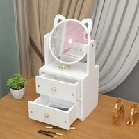 assembled mirror cosmetic storage box with drawer dressing table desktop organizer jewelry storage container for woman
