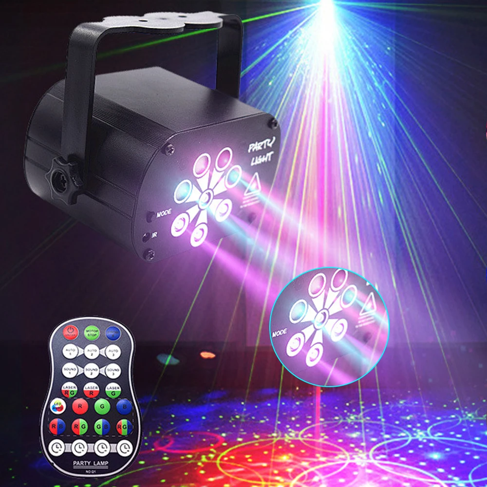 Лазерный прожектор с 8 отверстиями и 120 узорами RGB освесветильник для дискотеки