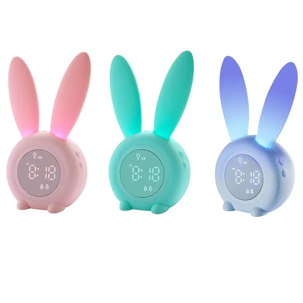 Заячьими ушками светодиодный цифровые часы будильник электронный Дисплей звук