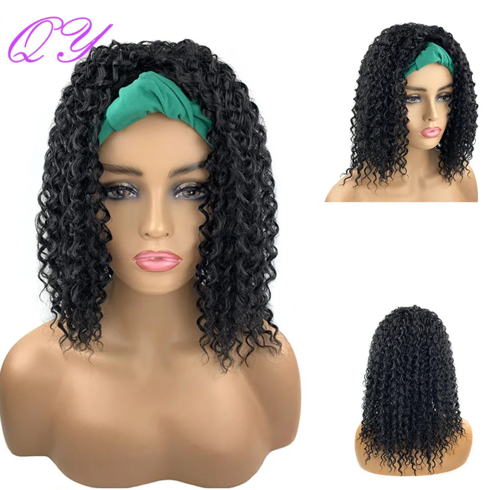 Marrom para Mulheres Qy-peruca Afro Feminina Cabelo Sintético Encaracolado Cor Preta Ombré Africanas Uso Diário 6 Apliques e perucas
