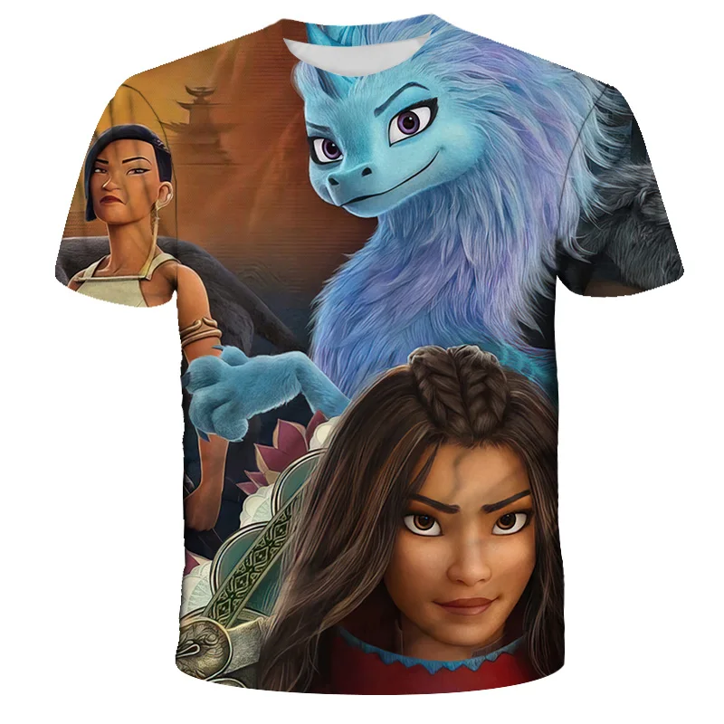 

Футболка RAYA AND THE LAST DRAGON, новая детская одежда с 3D принтом, модная повседневная Летняя Молодежная Футболка с круглым вырезом и коротким рукав...