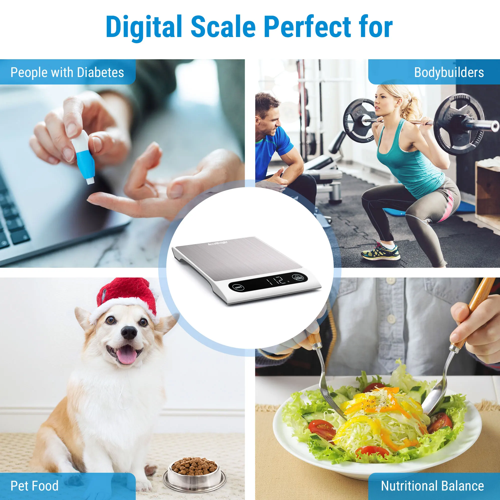 Цифровые кухонные весы AccuWeight CK795BLE 5 кг Bluetooth для взвешивания продуктов с функцией