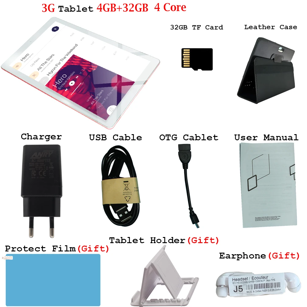 Add Case 32GB TF ANRY 3g телефонный звонок планшет MTK6582 четырехъядерный Android Планшеты 4 ГБ ОЗУ 32 Гб ПЗУ 10,1 дюймов 1280x800 Дисплей планшетный ПК Dual SIM - Комплект: Add Case 32GB TF