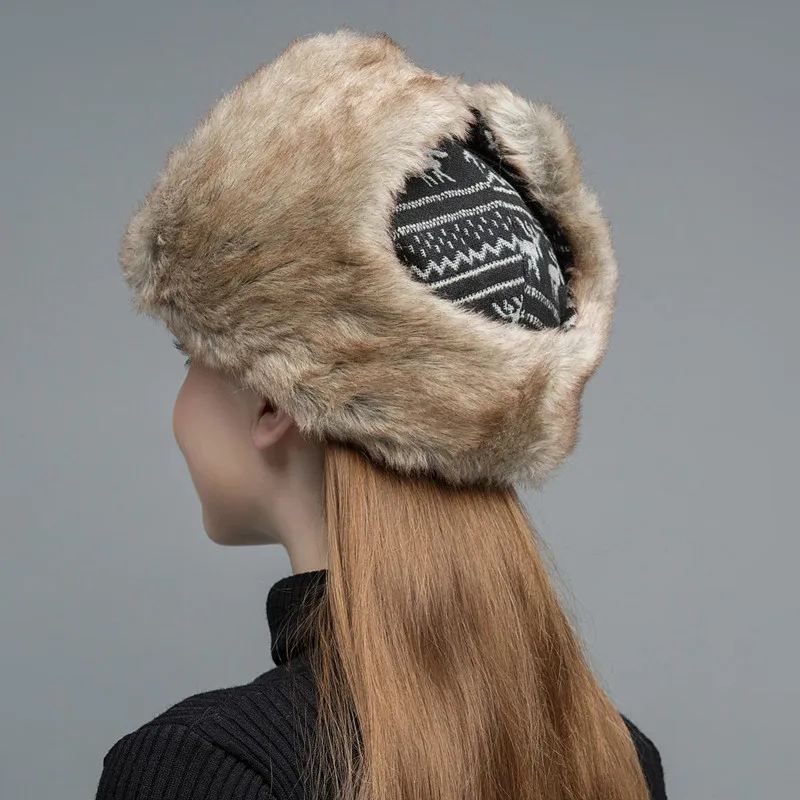 Шапка ушанка женская зимняя из искусственного меха MZW031|Женские шапки-ушанки| |