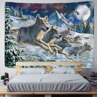 laufenden wolfe heiligen tiere wandteppich dekoration wand hangen lion wolf tiger muster hintergrund wandteppich hause textil