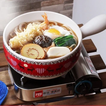 

2.5L Nordic Snow Deer Single Handle Pattern Ceramic Casserole Kitchen Household Stew Pot Soup Bowl Open Flame Heat Resistant