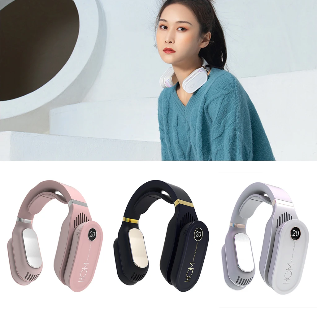 

USB Portable Hanging Neck Fan Cooling Heating Air Conditioner Electric Neck Massager Relief Neck Physiotherapy Instrument