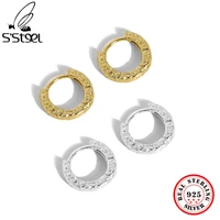 ssteel minimalist 925 sterling silver hoop earrings for women design geometric circle texture gold earing accessories jewelry