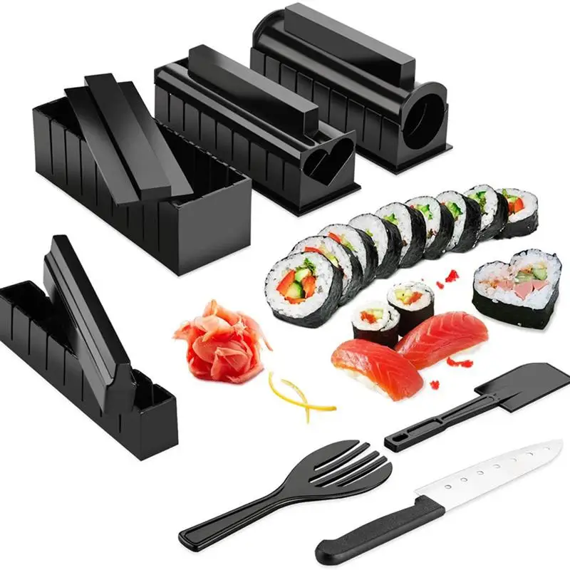 

11 шт./компл. оборудование для производства суши, брикет с нож для суши, рисовые рулоны, форма для приготовления суши, кухонный набор «сделай с...