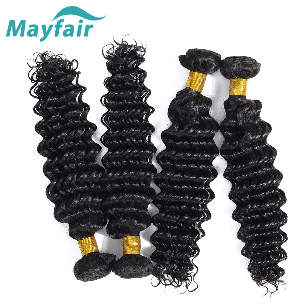 Mayfair волосы глубокая волна пучки с закрытием L не Реми индийские плетение
