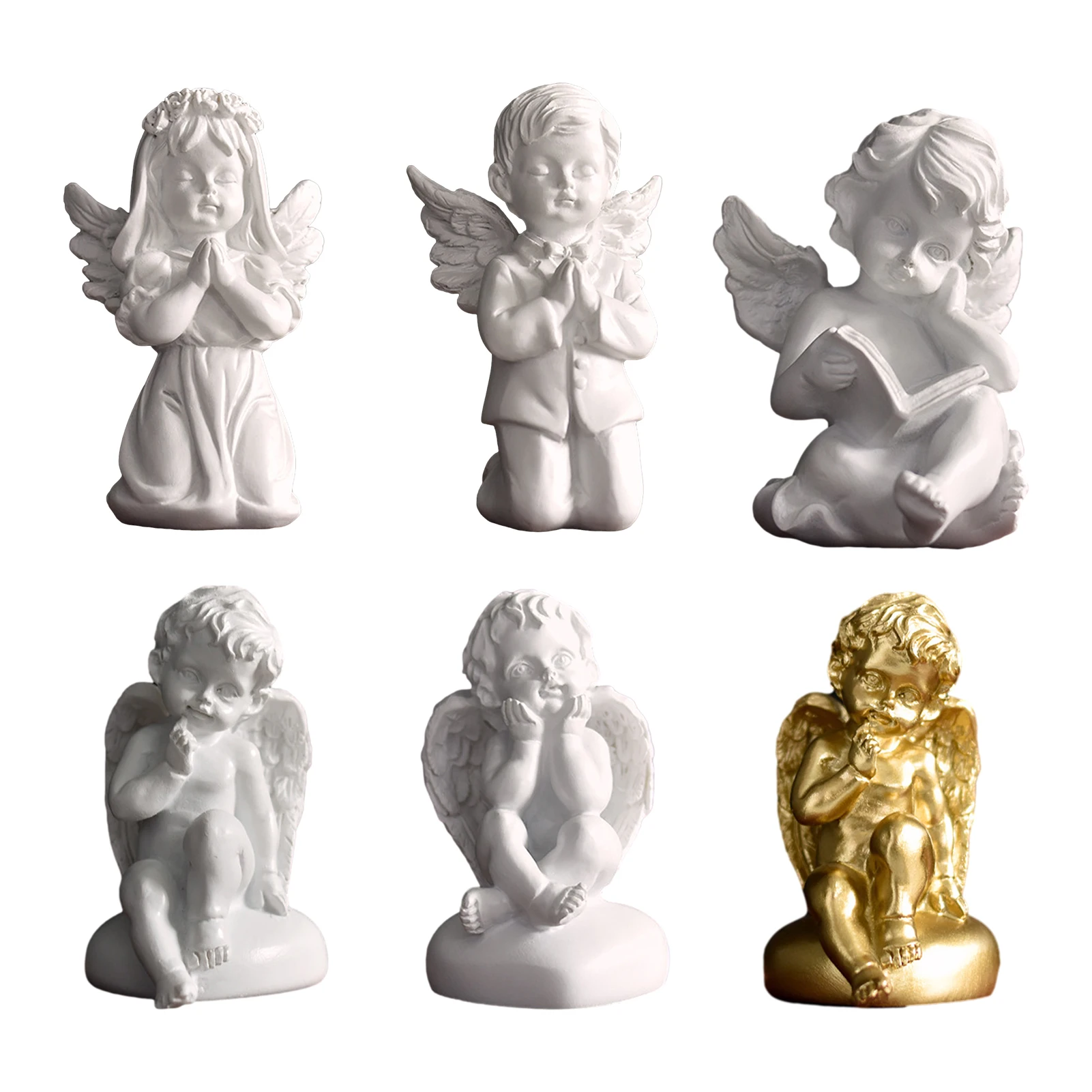 

Winged Angel Statue Resin Decorative Indoor Outdoor Figurine Garden Guardian Church Wings Statue Sculpture Memorial Miniatures