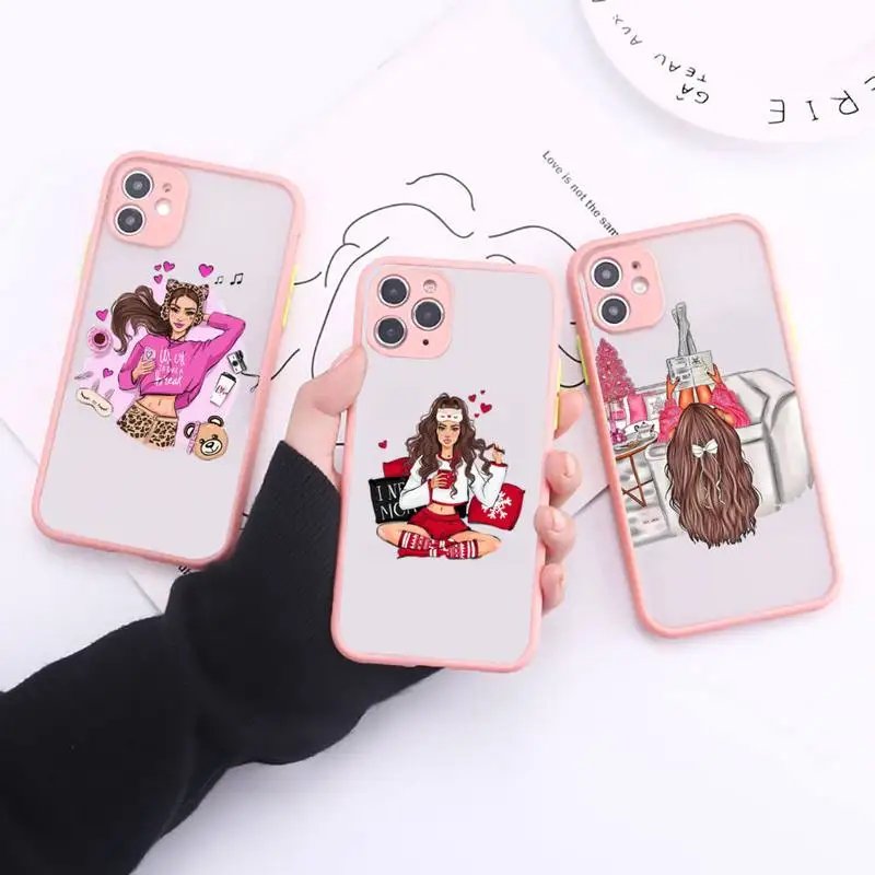 

Fashion girls Phone Case Simple Matte Bumper Phone Case For iphone12 11 Pro Max X XS Max XR 7 8 Plus 12mini Shockproof Cover