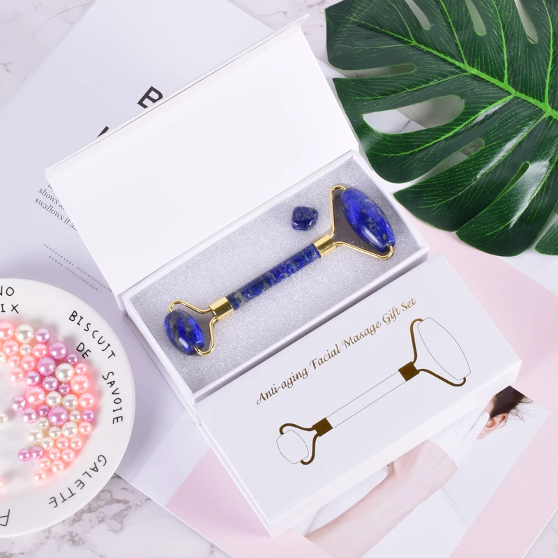 Натуральный Лазурит Камень роликовый массажер лица тонкий лифтинг инструмент