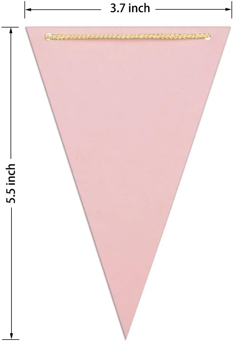 10Ft Pink White Gold Paper Triangle Garland Flag Bunting Pennant Banner for Wedding Bridal Shower Birthday Party Home Decoration images - 6