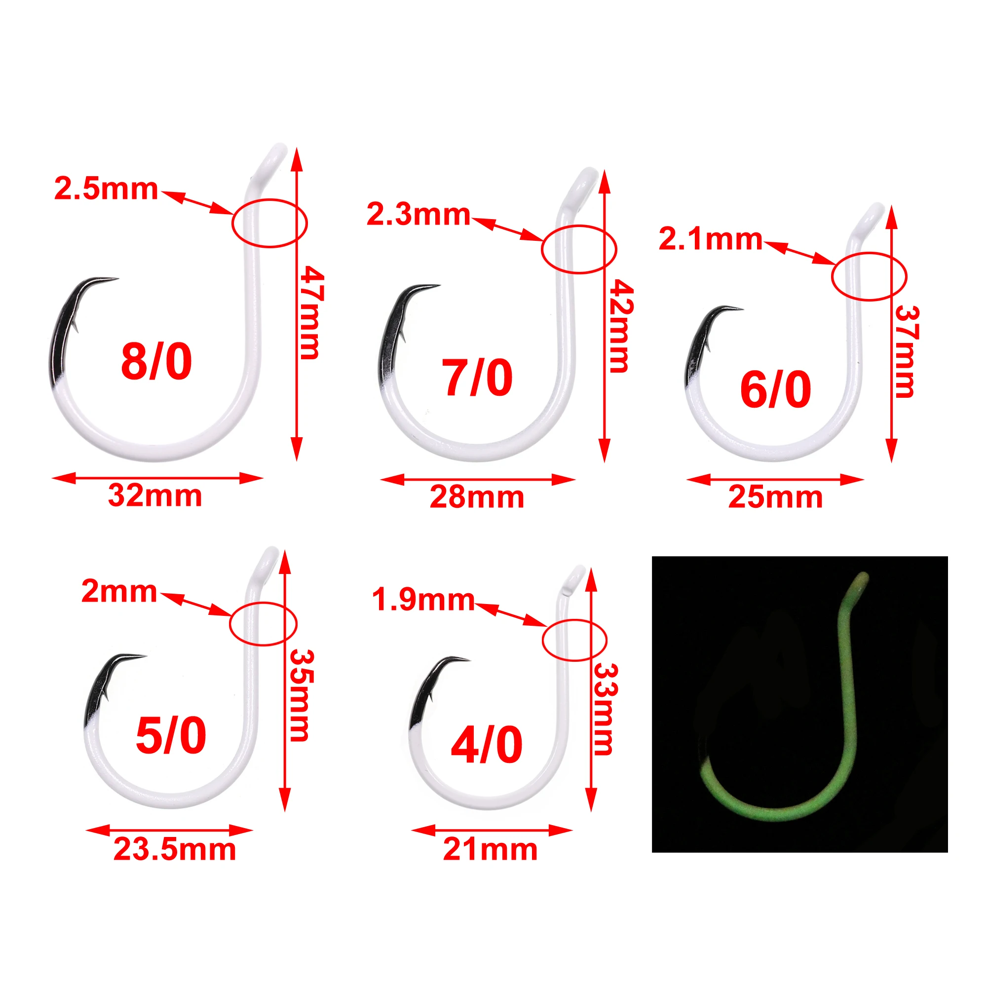5/10pcs Black Nickel Glow Circle Hook - High Carbon Steel Saltwater Fishing Hook for Catfish, Bass, Snapper, Perch, Tuna image 4