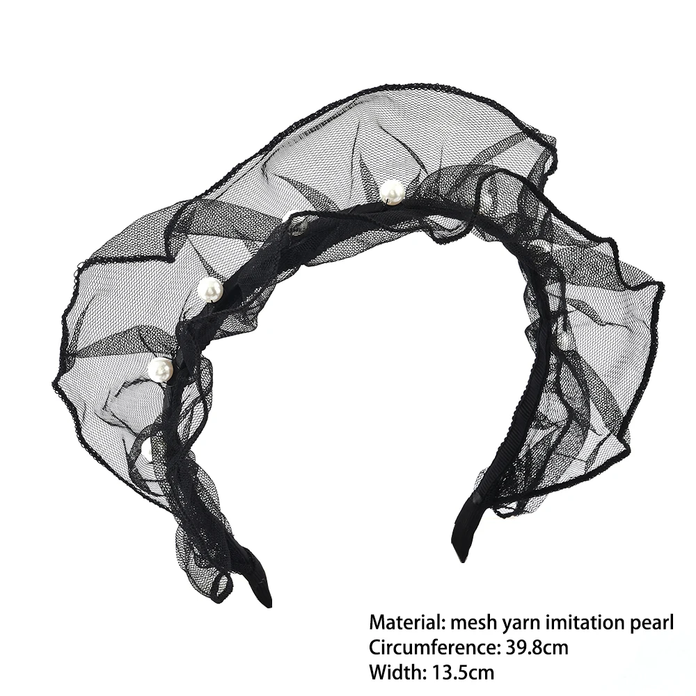 

Fashoin Pearl Hair Accessories Women Simple Flowers Mesh Hairbands for Girls Solid Ladies Hair Band Headwear