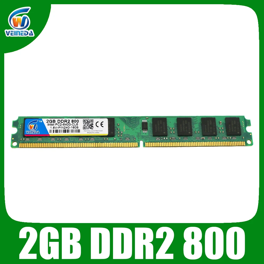 Оперативная память VEINEDA ddr2 2 ГБ 800 МГц ОЗУ PC2 6400 для материнской платы Intel и AMD