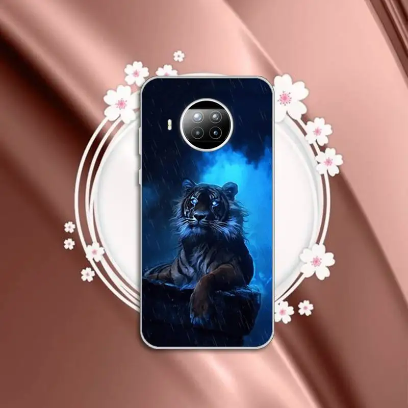

Phone Case Transparent for Xiaomi mi Redmi note 10 t 8 9 pro lite 11 Samsung S 8 9 10 20 Ferocious tiger fashion cool