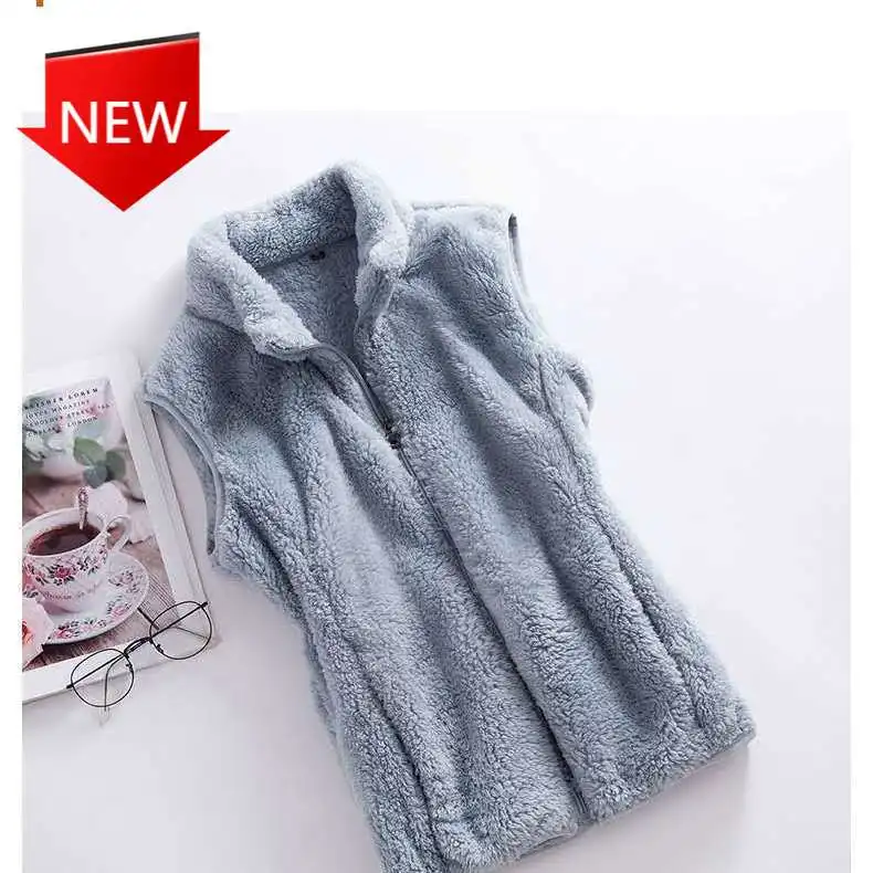

Коралловое флисовое пальто, жилет для женщин, женская куртка, жилет, двусторонний