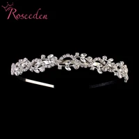 elegant women rhinestone crystal leaf pattern tiara crown wedding tiaras jewelry hair accessories re3601