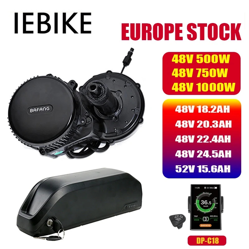 BBSHD BBS02B BBS02 48V 500 W/750 W/1000 W Средний привод электродвигателя комплект с 22.4AH 24.5Ah литий