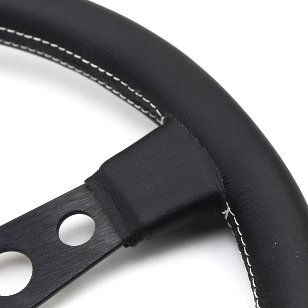 Руль кожаный плоский 14 дюймов с кнопкой угольной клаксона CH-75 | Автомобили и